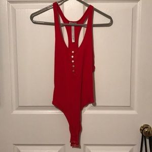 Red Free People bodysuit
